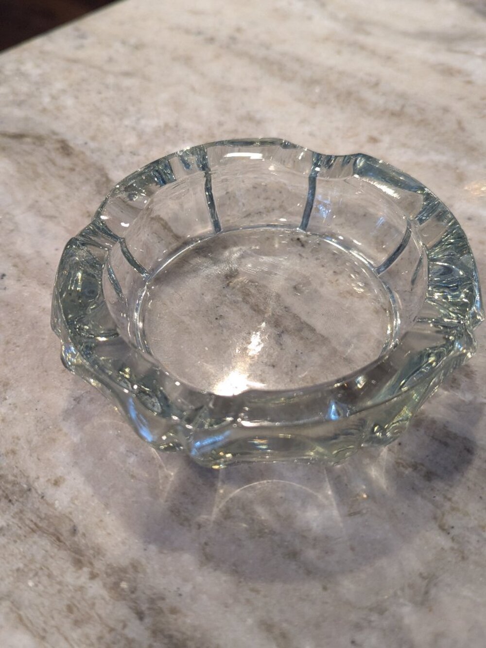 Vintage Light gray to clear ashtray